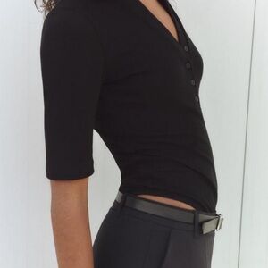 Zara Black Button-Up Bodysuit